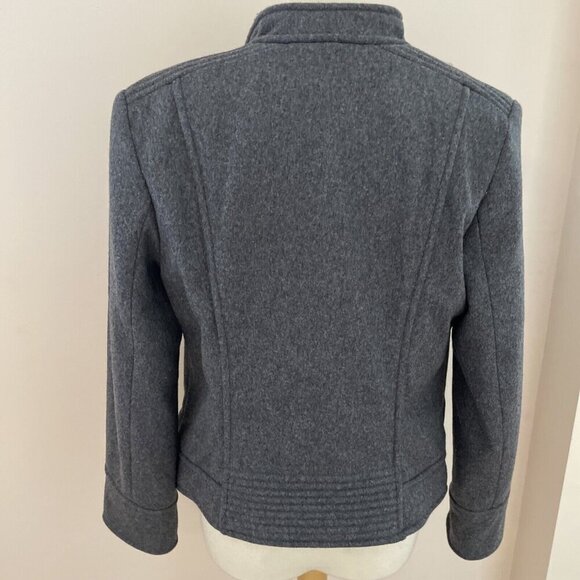 Mario Bellucci Banana Republic Moto Jacket Women's M Gray Zip Front Wool Blend - Picture 3 of 14